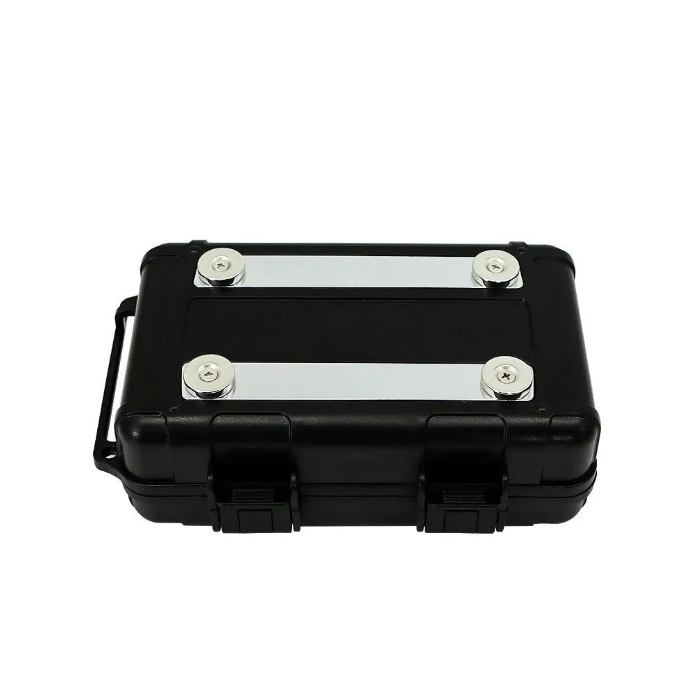 Black plastic car cigarette storage box with magnetic suction, 230 by 137 by 70 millimetres