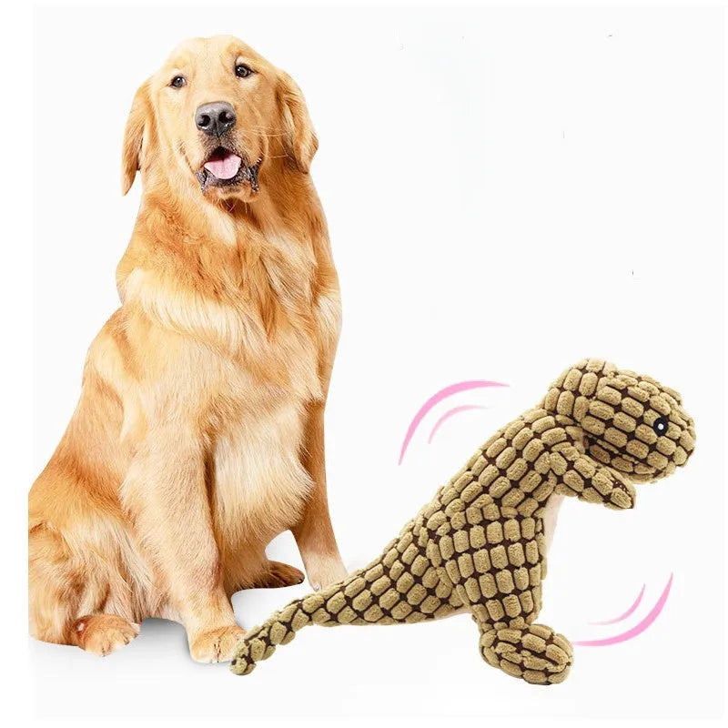 Grey, green, or orange bite-resistant dog toy with sound for puppies and large breeds.