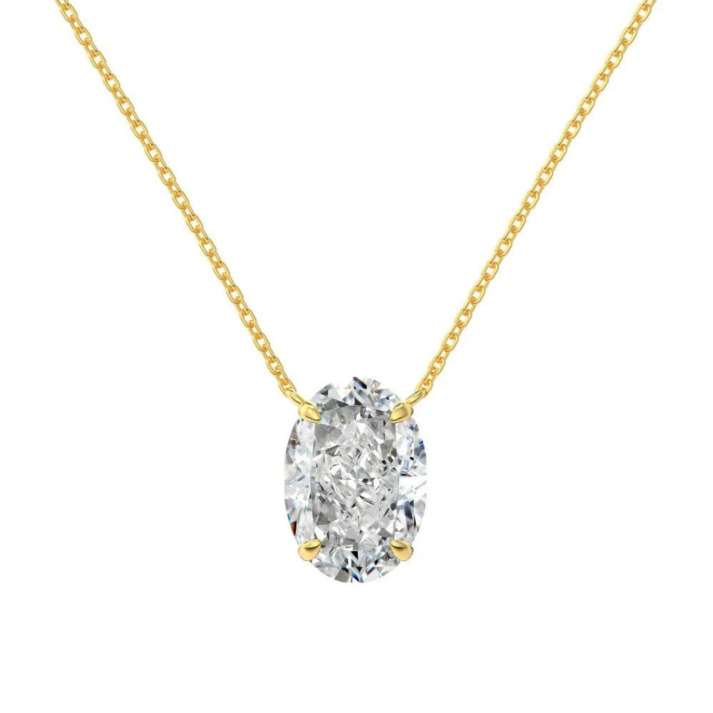 925 silver oval ice flower fashion necklace for women in platinum finish