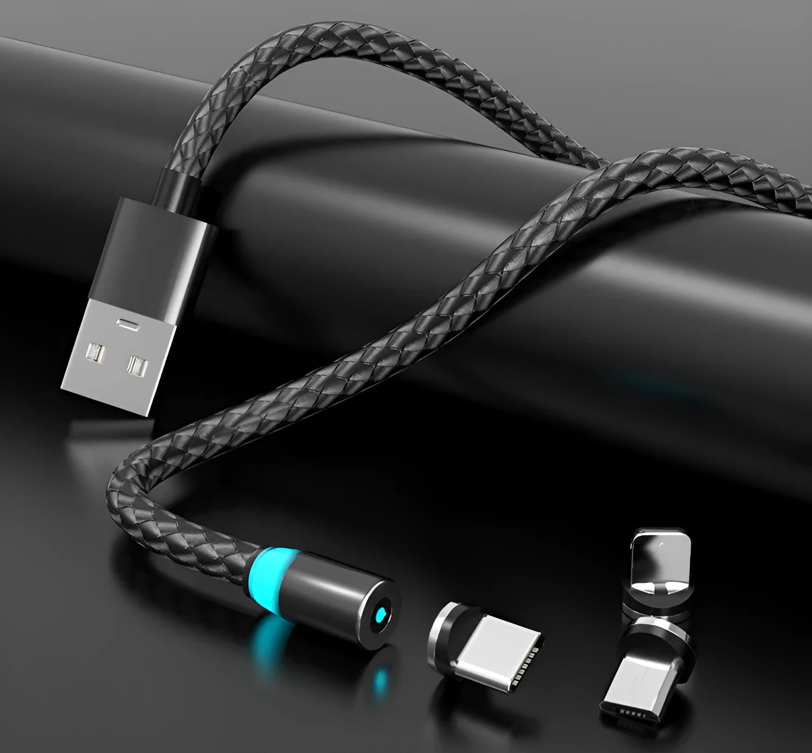Magnetic data cable with 1m and 2m options, USB Lightning Micro USB TYPE-C