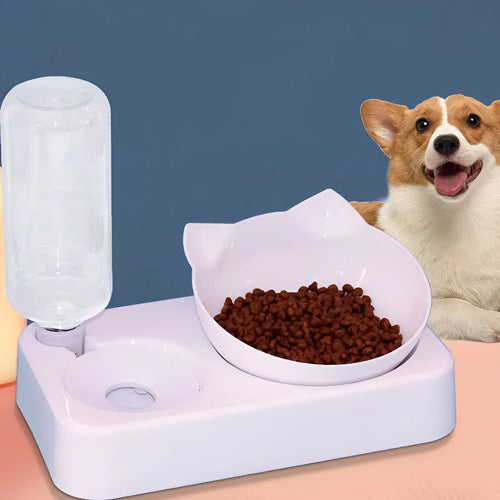 White anti-overturning plastic dog and cat food bowl with stable non-slip base