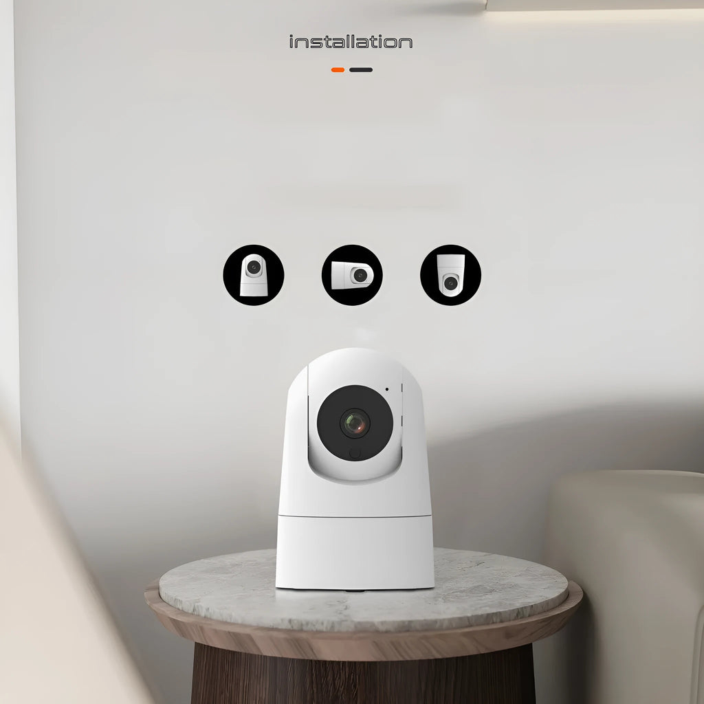 Indoor smart camera with 1080P resolution, WiFi, two-way voice, and 80 × 80 × 115 mm body