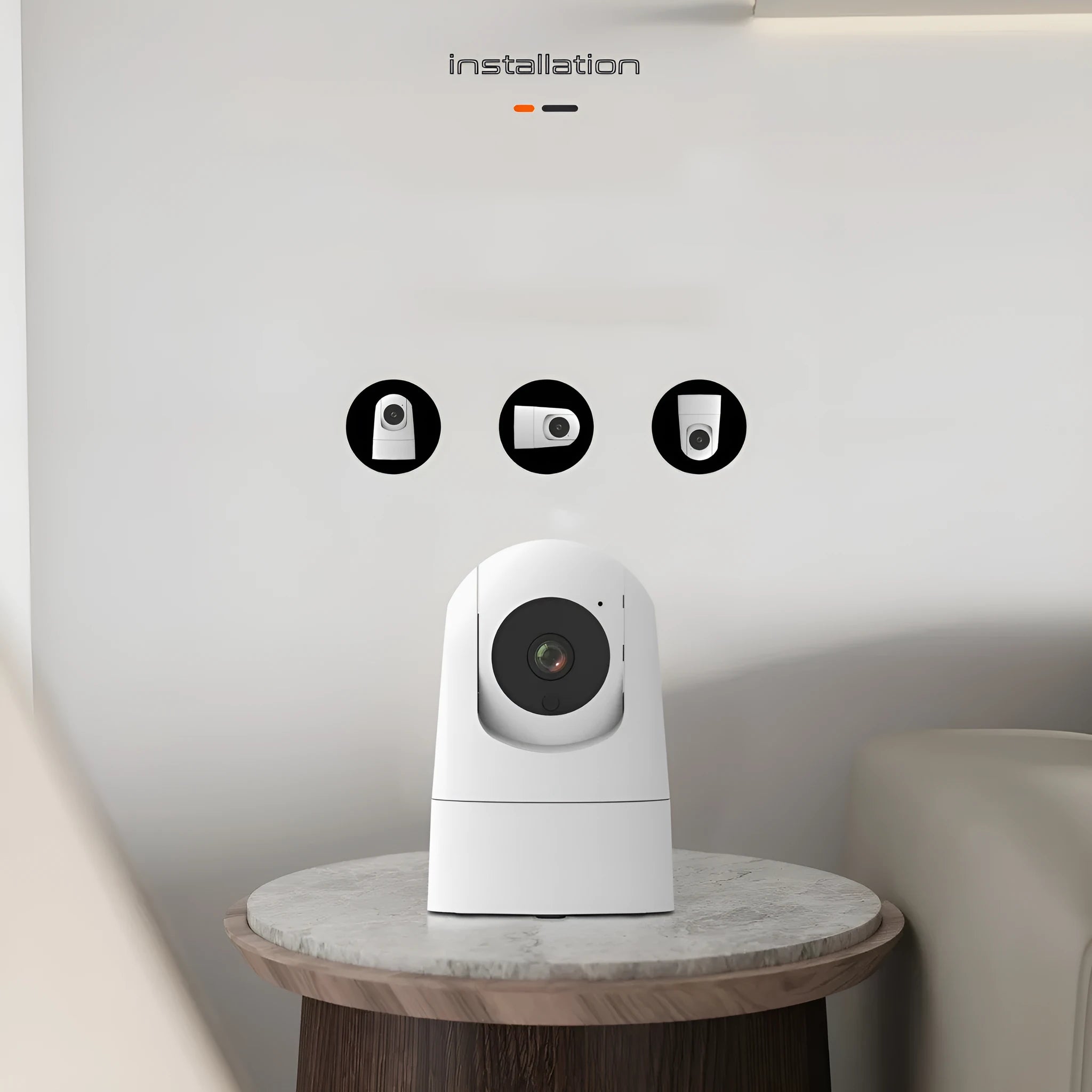 Indoor smart camera with 1080P resolution, WiFi, two-way voice, and 80 × 80 × 115 mm body