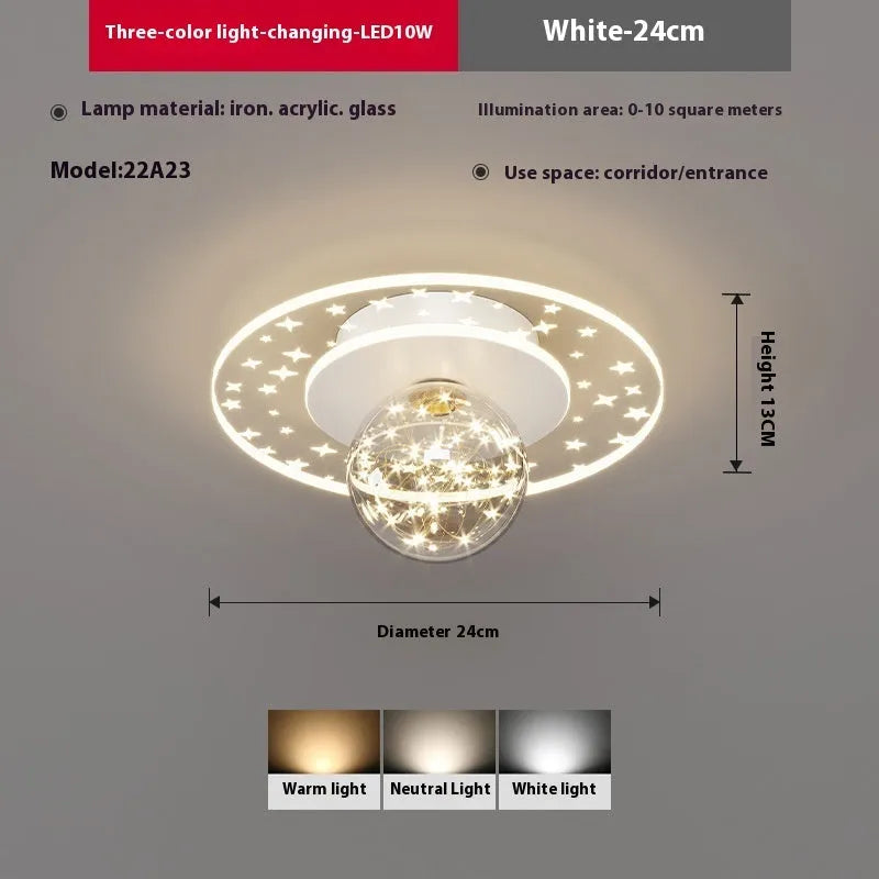 Modern ceiling lamp with three-colour LED lighting for corridors and hallways