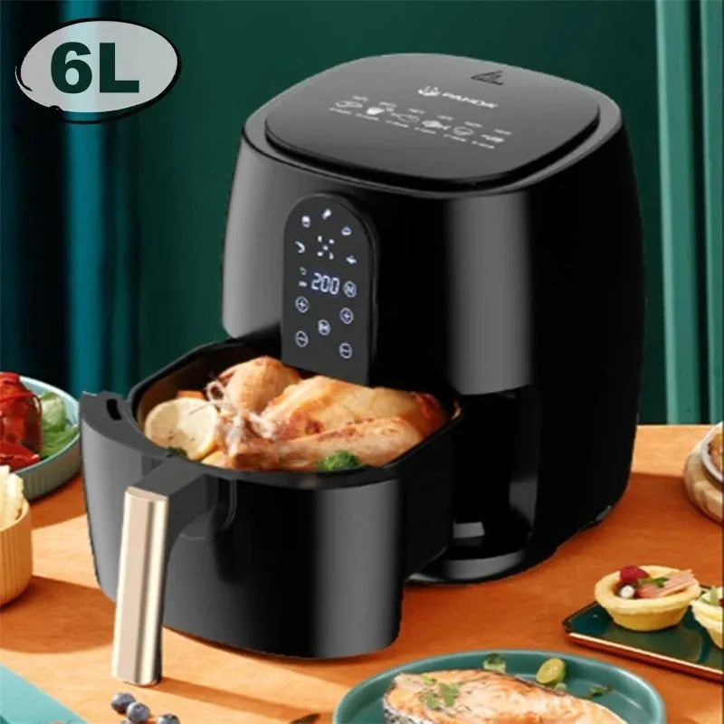 Home Fashion Simple Touch Screen Air Fryer in black with 4.5L capacity and digital control panel