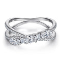925 silver rotary cross zircon ring with white gold finish on white background