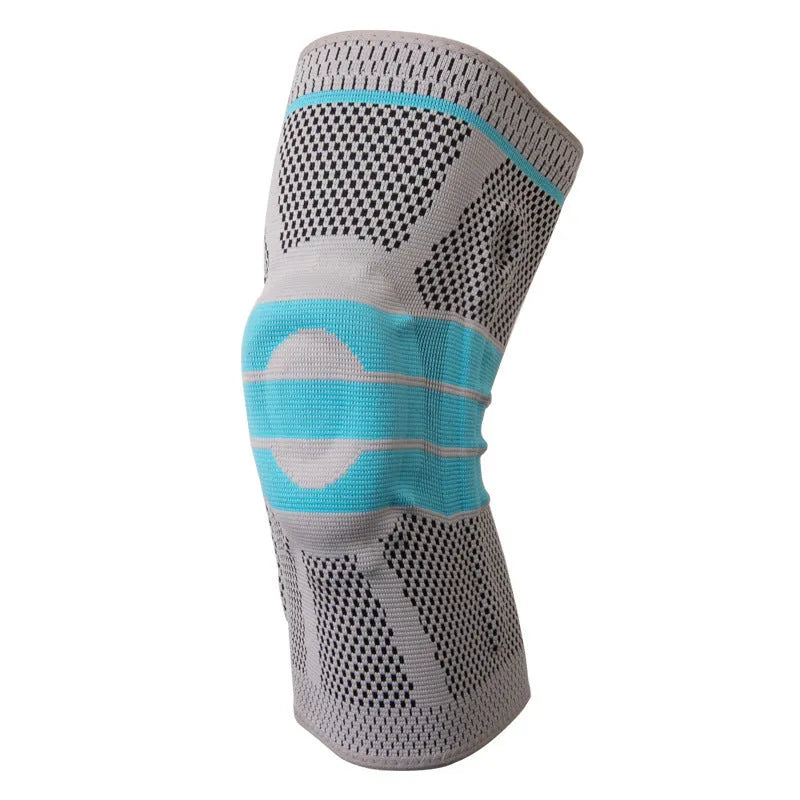 Sky blue silicone running basketball knee pads with elastic fibre construction