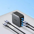 100W Gallium Nitride multi-port fast charger wall plug with USB-C port