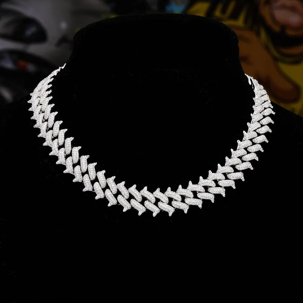 Men's hip hop copper full diamond-cut Cuban link chain necklace in gold finish