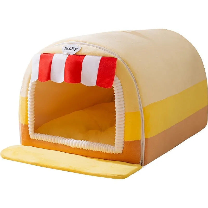 Large painted dog bed with sponge filling in Loomi Brown Coffee colour
