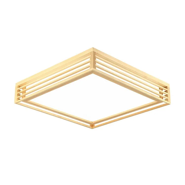 Solid wood Nordic ceiling lamp with remote control and three colour temperature settings for living room and bedroom