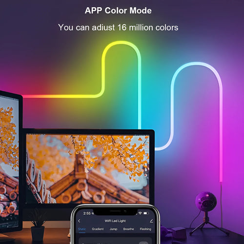 3 metre long USB-powered RGB magic colour neon LED light strip with remote control on a white background.