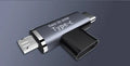Type-C female to double-head Type-C male T-type one-to-two adapter in aluminium alloy