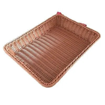 Large plastic woven storage basket 50x40x70cm in beige PP material for snack and fruit storage