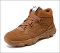 Men's black casual lace-up shoes with rubber sole on a plain background