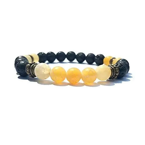 Alloy volcano white turquoise bracelet with natural stone beads in green tiger eye, black agate and blue stone options
