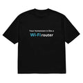 Black men's loose-fit t-shirt with a vibrant 3D digital printed cartoon design on the front.