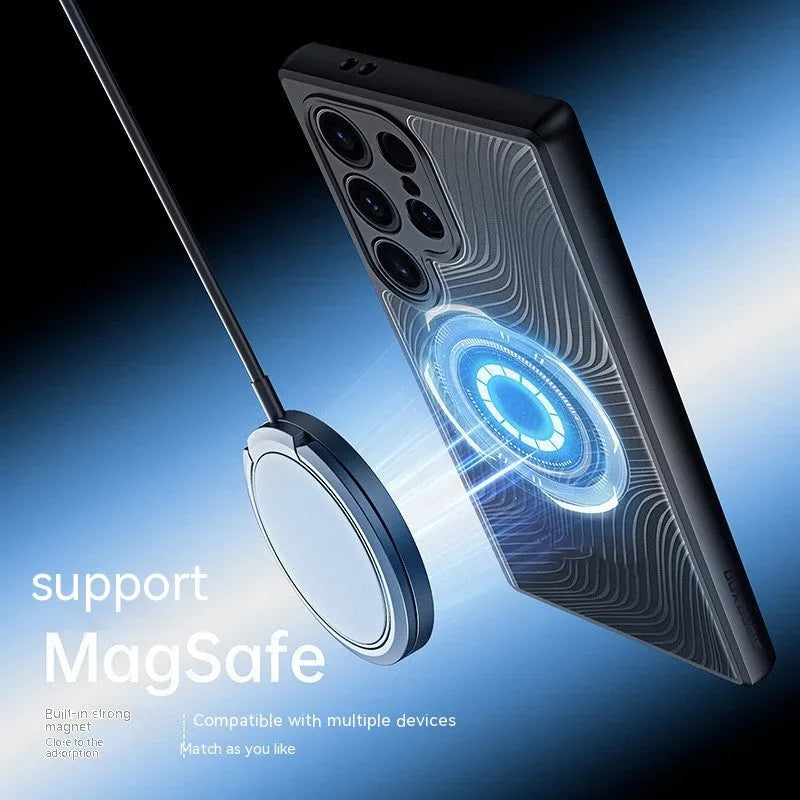 Black frosted magnetic phone case for Samsung S24 S24 Plus S24 Ultra with anti-fingerprint finish