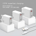 White 120W super fast USB charger and cable suit with QC5.0 support