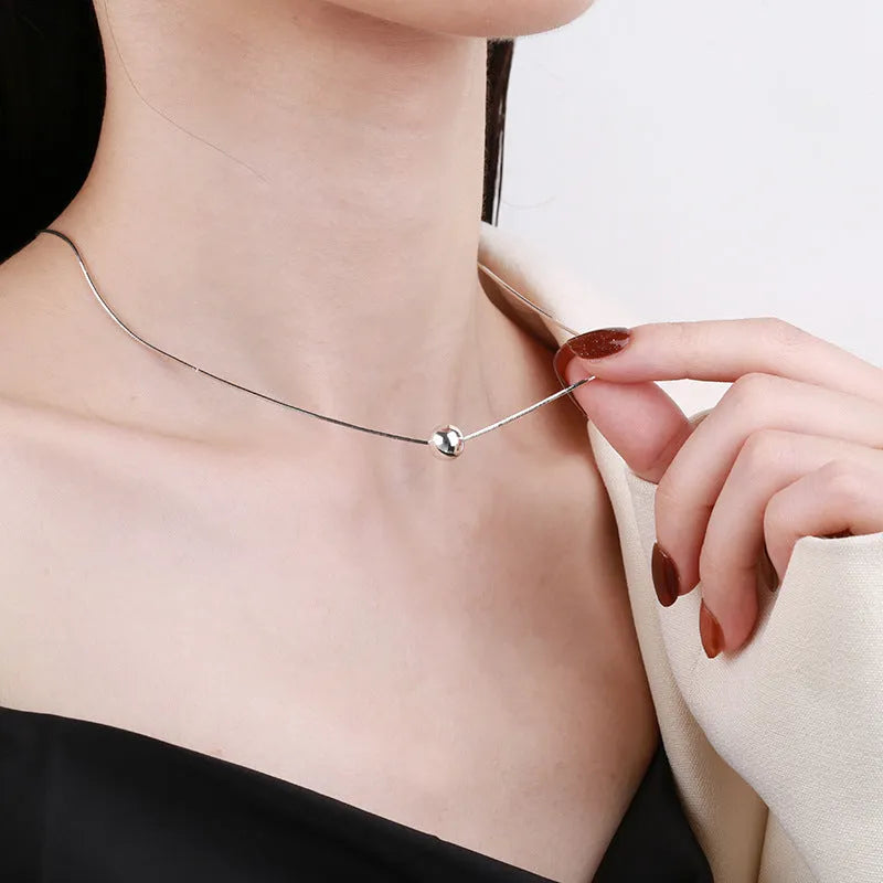 925 sterling silver clavicle chain necklace with small balls pendant in YFL376 colour