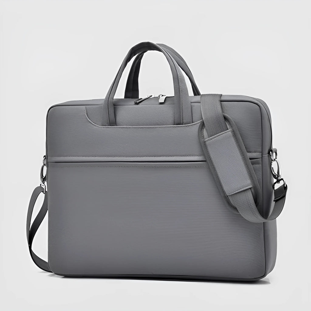Men's Oxford cloth laptop bag with waterproof finish, available in black, grey, and green, fits 14 to 17.3 inch laptops