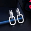 U-shaped geometric earrings for women with inlaid zircon and copper, in white gold or yellow gold colour