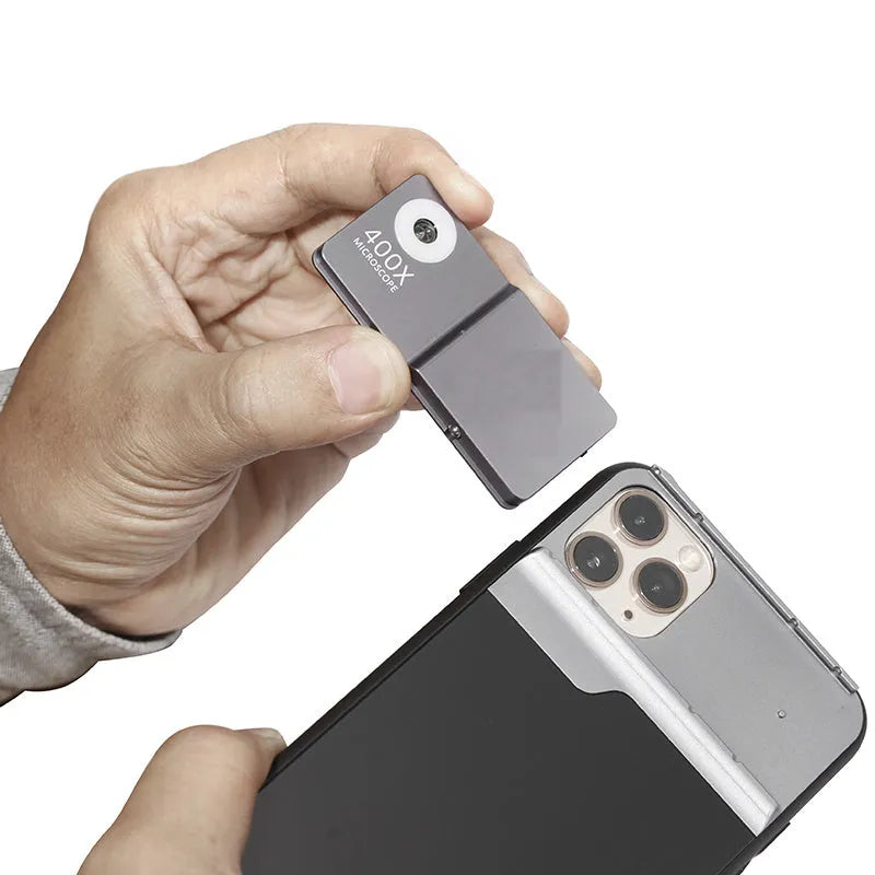 Black silver mobile phone microscope lens with aluminium alloy and TPU shell for iPhone compatibility