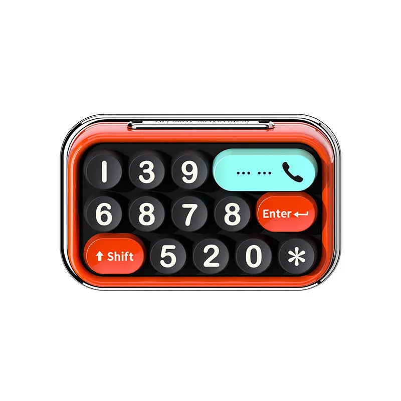Creative typewriter-style temporary parking number plate in zinc alloy and ABS on a desk
