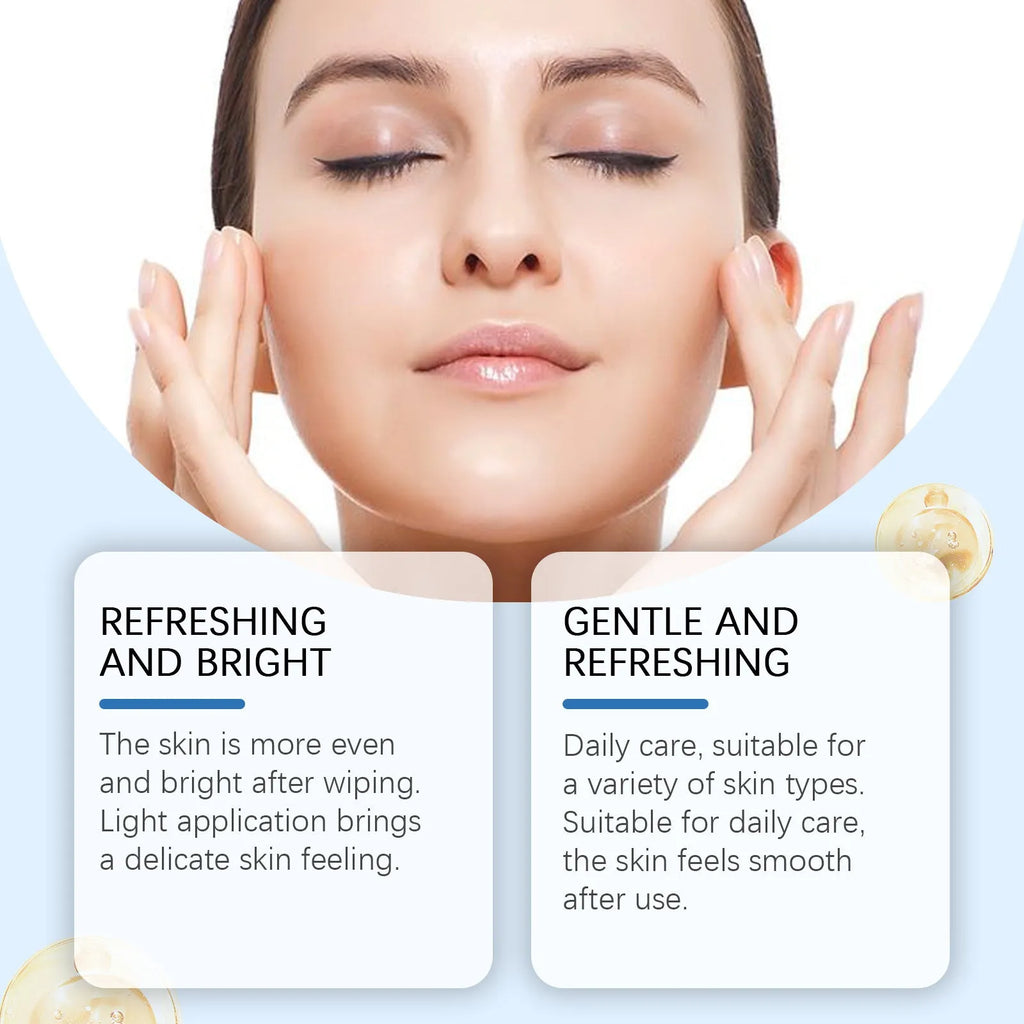 Glycolic acid facial exfoliation cloths with 60 pre-moistened cotton pads containing vitamin C and hyaluronic acid
