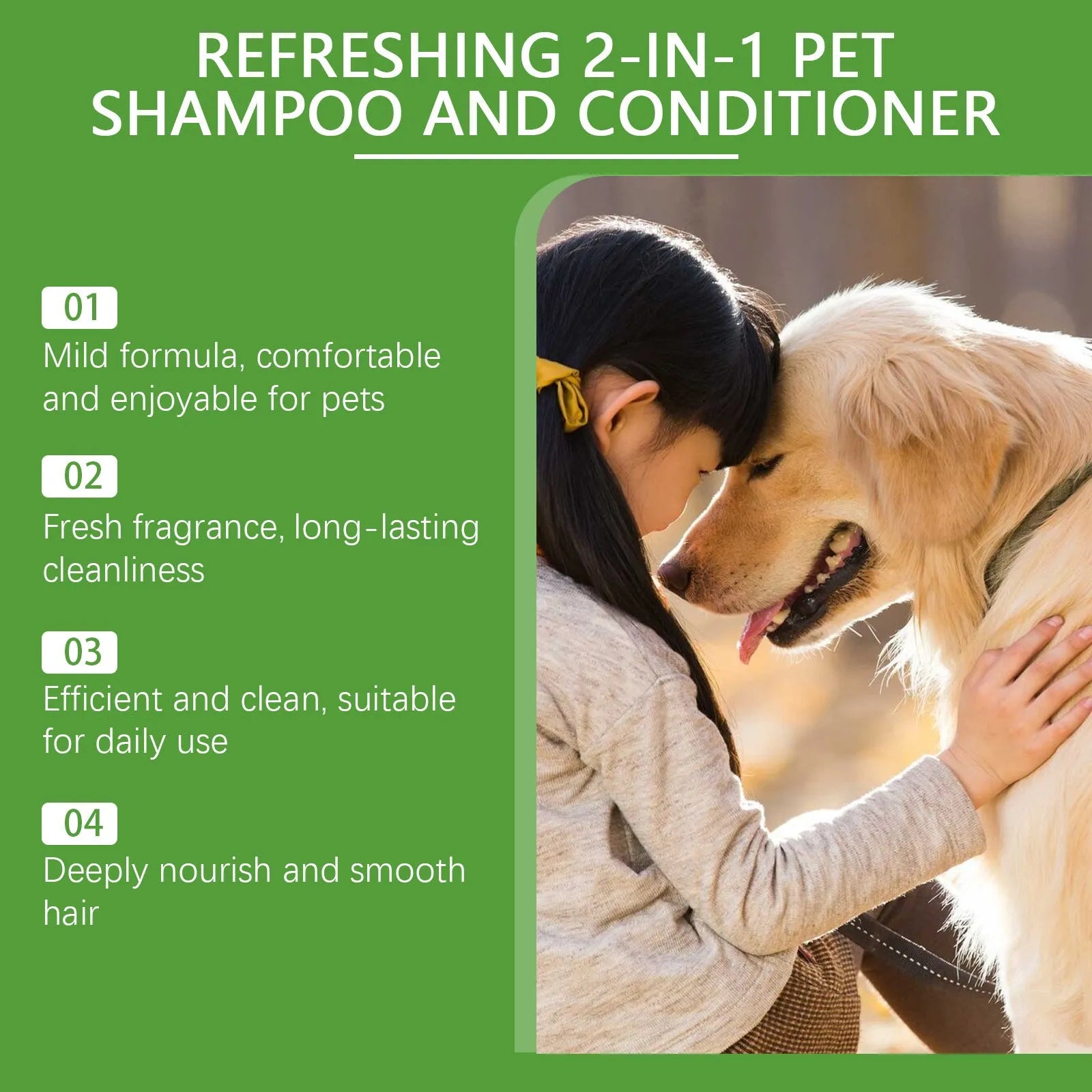 White bottle of pet 2-in-1 shampoo and shower gel, 100ml capacity, with label showing watermelon and coconut ingredients.