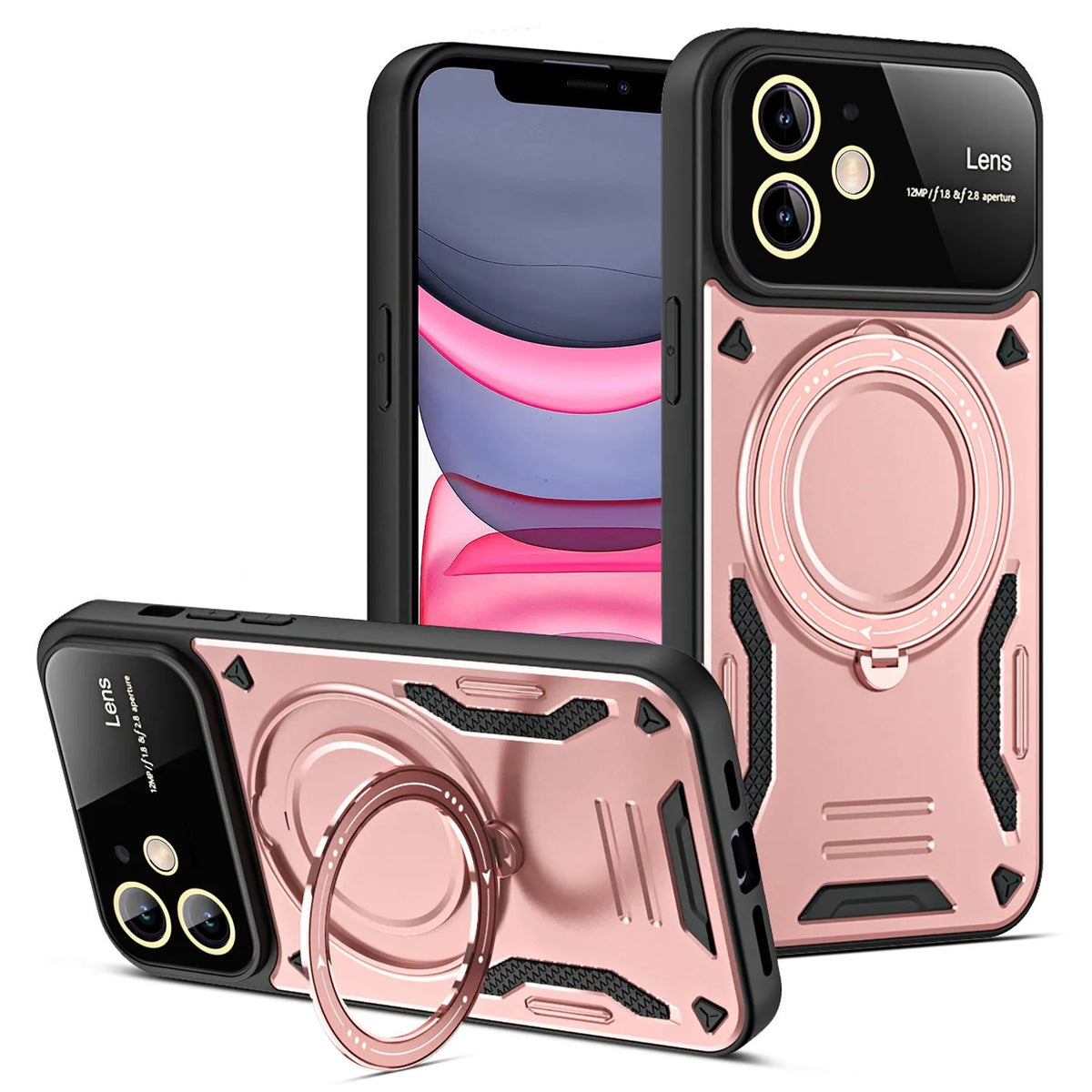 U-shield magnetic bracket phone case for iPhone 11 to 14 Pro Max, TPU PC anti-fall cover, multiple colours