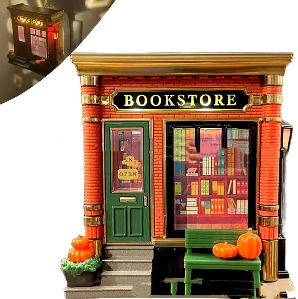 Small cartoon house-shaped Christmas night lamp ornament made of resin.