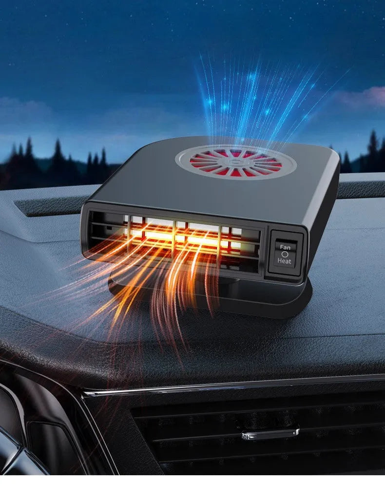 Black compact vehicle-mounted heater with rotation mount for car defrosting and air purification