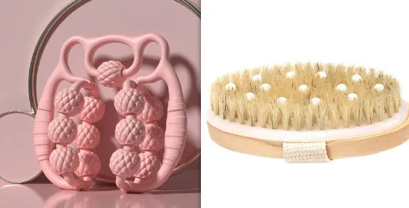 Bear double row ring clip leg massager showing ten three rounds massage points in autumn cherry pink colour