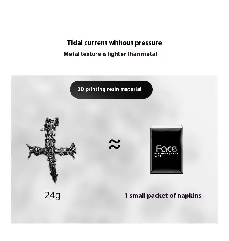 Gothic cross design resin headphone cover for Apple AirPods Max in silver metallic finish