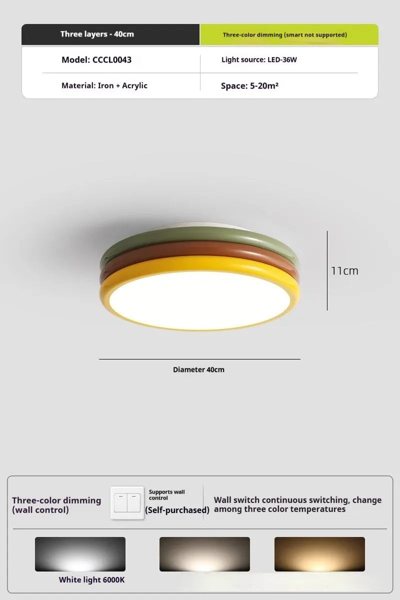 French cream style Nordic ceiling lamp for bedroom and study, 30cm 40cm 50cm, 220V