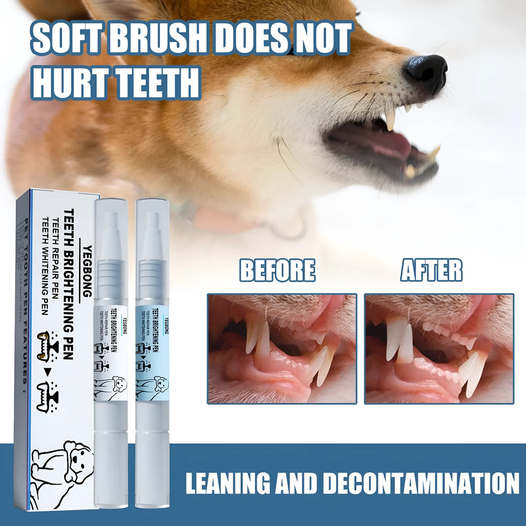Yegbong pet teeth whitening pen with dental brush set for dogs and cats