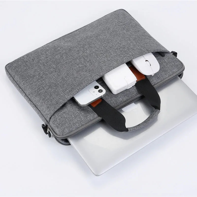 Black one-shoulder Oxford cloth laptop bag with large capacity and padded shoulder strap for 15.6 inch laptops
