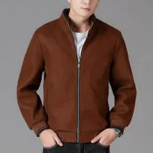 Men's grey sports-style fleece coat with long sleeves and a stick pocket