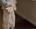 Girls mori style three-piece suit with knitted cardigan beige shirt and wide-leg cake pants in cotton