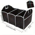 Black large capacity car multi-pocket trunk organizer with foldable lid in vehicle trunk