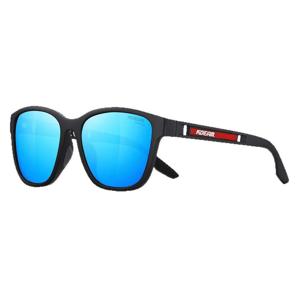 Metal hinge sports sunglasses with polarised lenses in retro styling