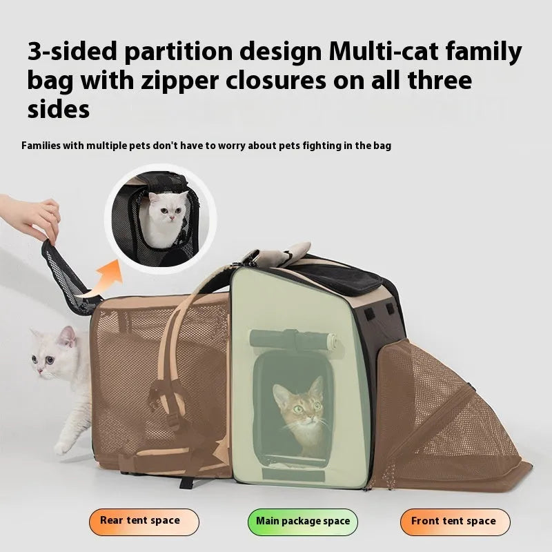 Maroon or chestnut brown nylon pet carrier backpack with breathable tent-style body for cats and small dogs up to 10kg