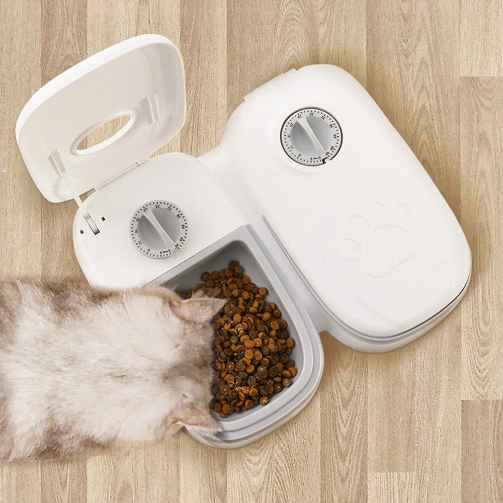 2-in-1 gravity pet feeder and water dispenser for cats and dogs, plastic, pink colour, single meal size