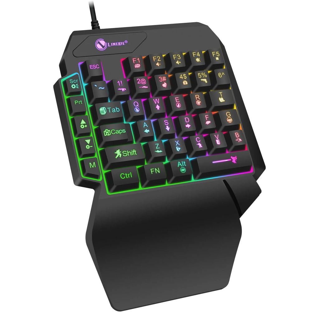 GK103S one-handed mechanical gaming keyboard with black ABS case and detachable cable