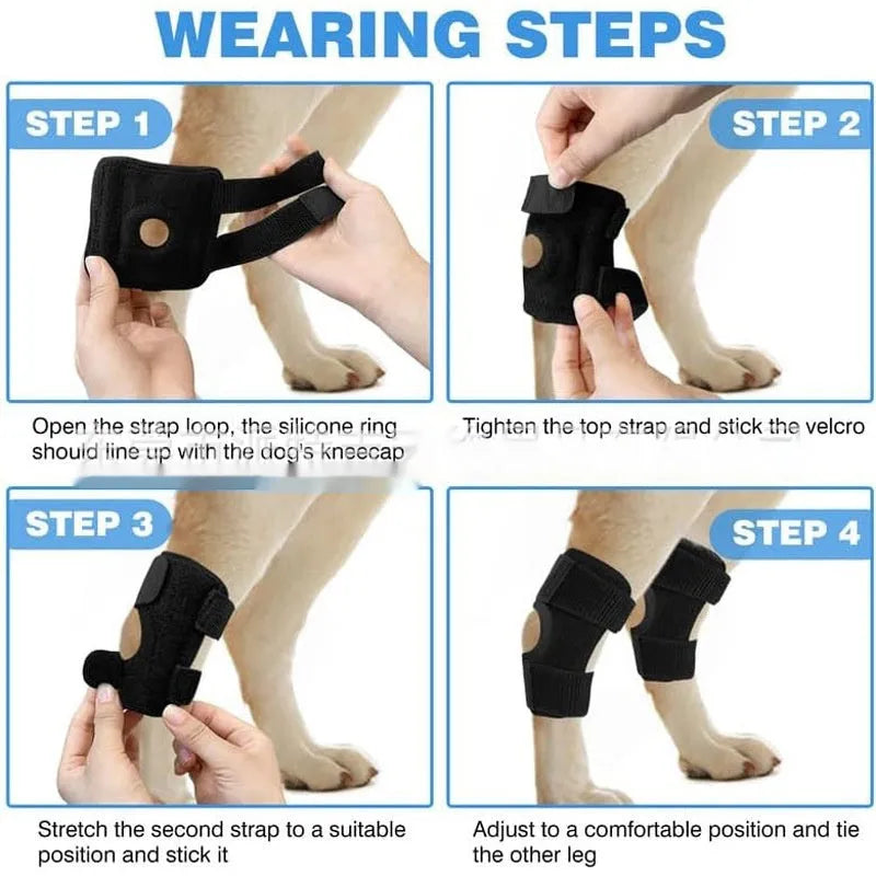 Black polyester dog leg guard for joint support and rehabilitation in sizes L, M, XL.