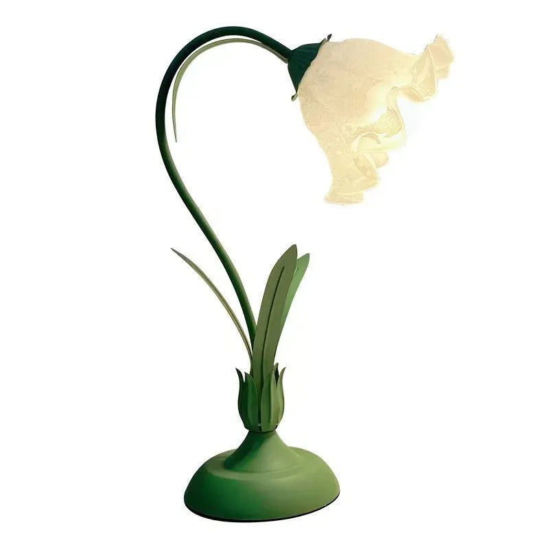 Lily of the valley desk lamp acrylic shade push-button switch bedside light green white pink 51x35x15cm