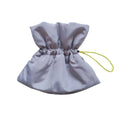 Soft adjustable light blue pet recovery collar with elastic buckle shown on a cat model.