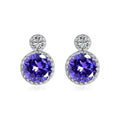925 sterling silver geometric round stud earrings for women, electroplated finish, pair of two silver tone studs.