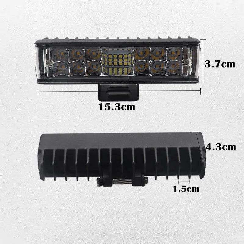 7-inch straight line LED work light with black aluminium housing for automotive workshop use